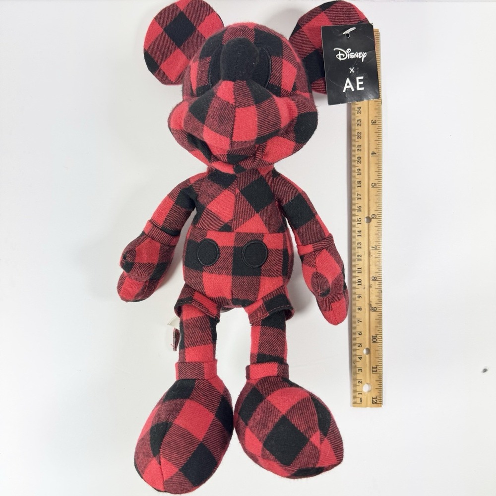 New Disney Mickey Mouse X AE American Eagle Special‎ Edition Buffalo Plaid Plush - Picture 5 of 11